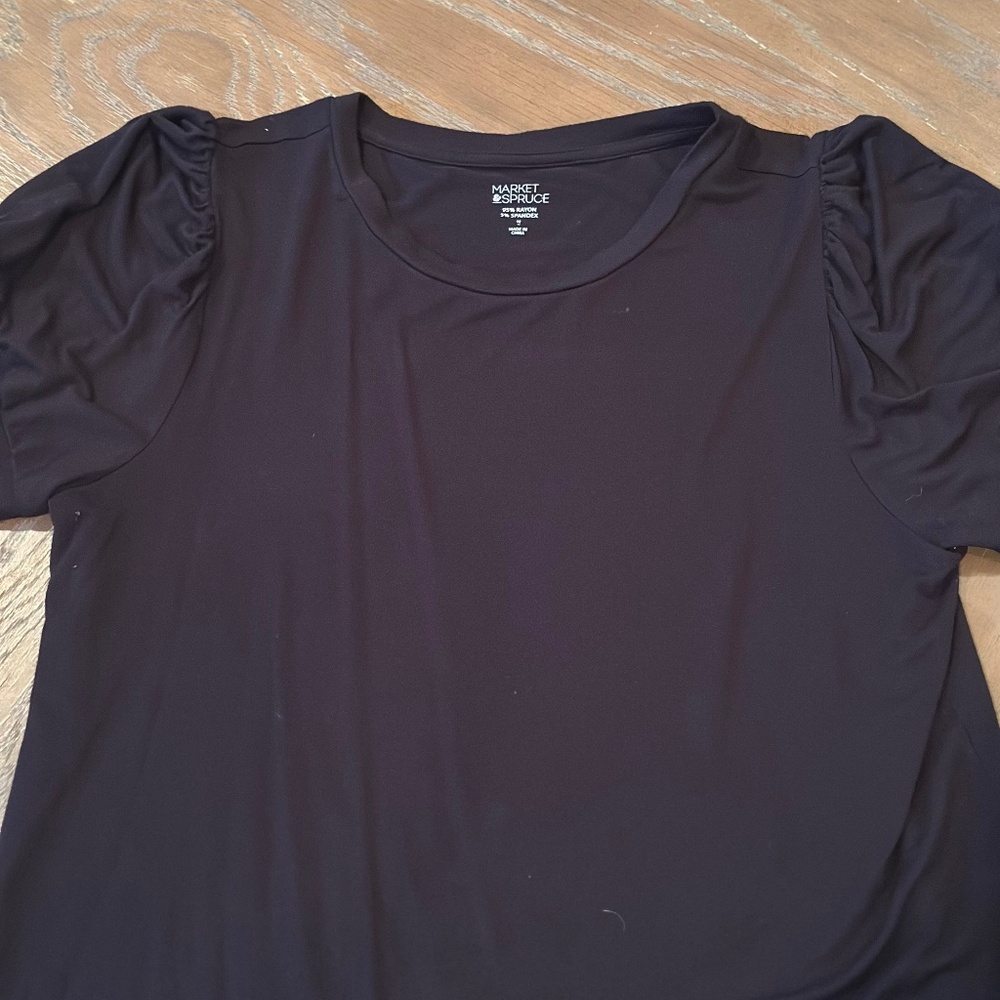 Market & Spruce Black Ruffle Sleeve Tee
